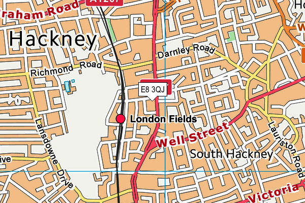 E8 3QJ map - OS VectorMap District (Ordnance Survey)