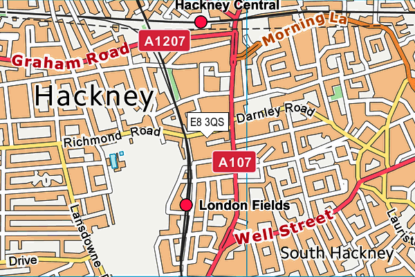 E8 3QS map - OS VectorMap District (Ordnance Survey)