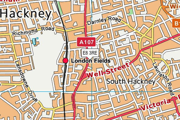 E8 3RE map - OS VectorMap District (Ordnance Survey)