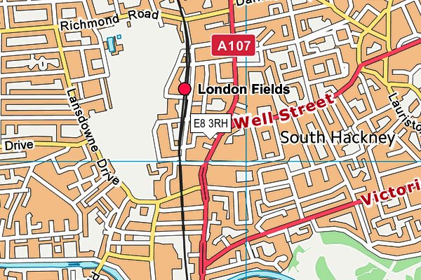 E8 3RH map - OS VectorMap District (Ordnance Survey)