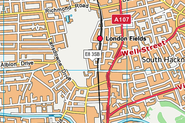 E8 3SB map - OS VectorMap District (Ordnance Survey)