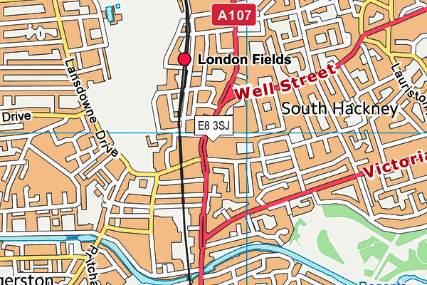 E8 3SJ map - OS VectorMap District (Ordnance Survey)