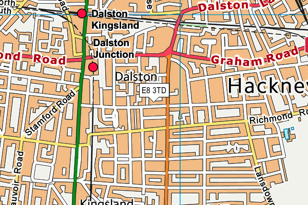 E8 3TD map - OS VectorMap District (Ordnance Survey)