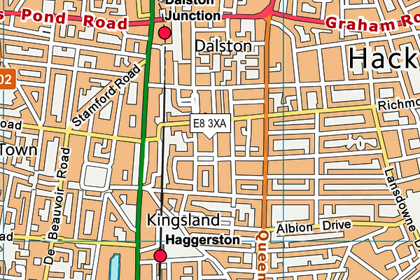 E8 3XA map - OS VectorMap District (Ordnance Survey)