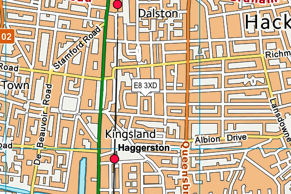 E8 3XD map - OS VectorMap District (Ordnance Survey)