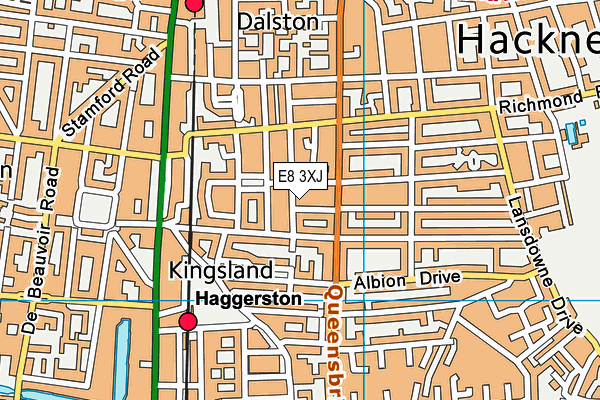 E8 3XJ map - OS VectorMap District (Ordnance Survey)