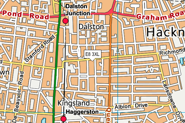 E8 3XL map - OS VectorMap District (Ordnance Survey)