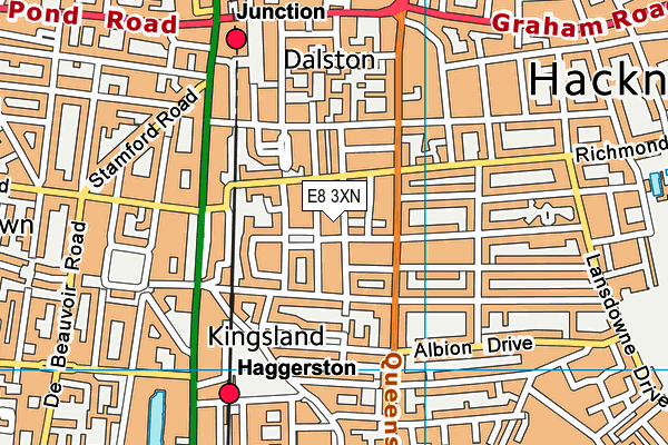 E8 3XN map - OS VectorMap District (Ordnance Survey)