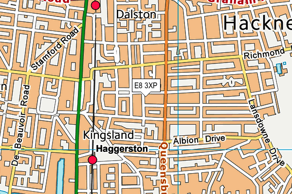 E8 3XP map - OS VectorMap District (Ordnance Survey)