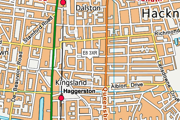 E8 3XR map - OS VectorMap District (Ordnance Survey)