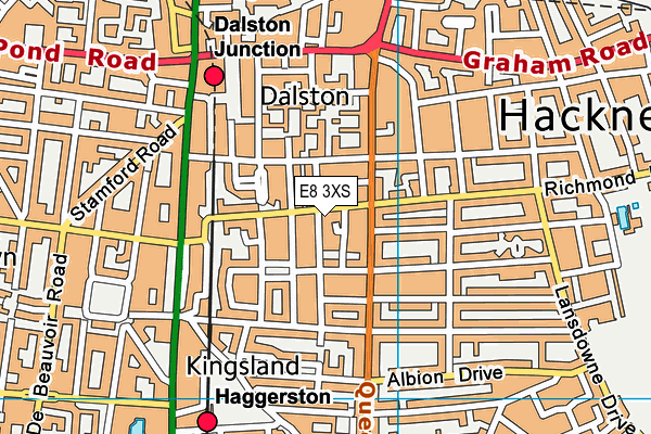 E8 3XS map - OS VectorMap District (Ordnance Survey)