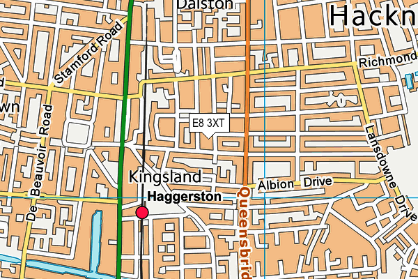 E8 3XT map - OS VectorMap District (Ordnance Survey)