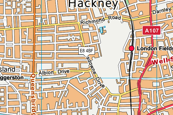 E8 4BF map - OS VectorMap District (Ordnance Survey)