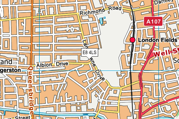 E8 4LS map - OS VectorMap District (Ordnance Survey)