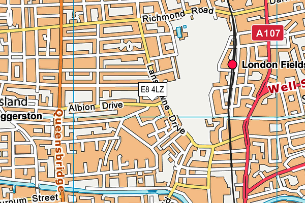 E8 4LZ map - OS VectorMap District (Ordnance Survey)