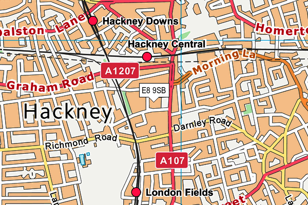 E8 9SB map - OS VectorMap District (Ordnance Survey)