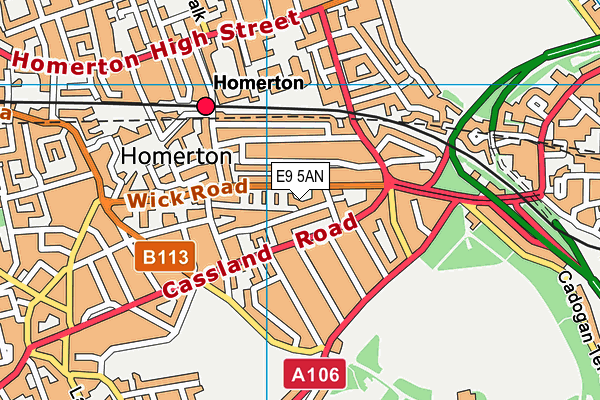 E9 5AN map - OS VectorMap District (Ordnance Survey)