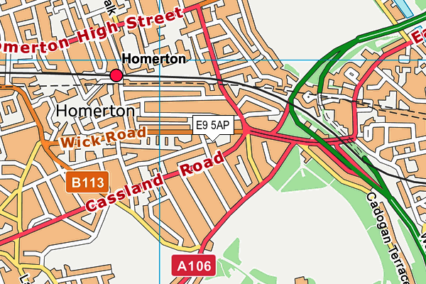 E9 5AP map - OS VectorMap District (Ordnance Survey)