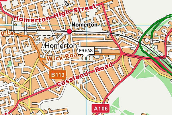 E9 5AS map - OS VectorMap District (Ordnance Survey)