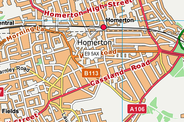 E9 5AX map - OS VectorMap District (Ordnance Survey)