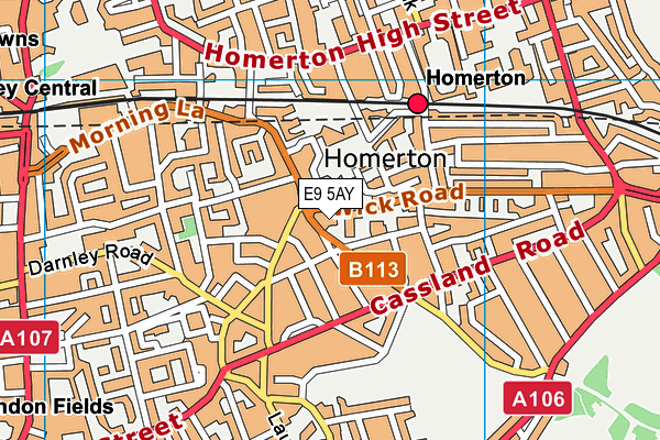 E9 5AY map - OS VectorMap District (Ordnance Survey)