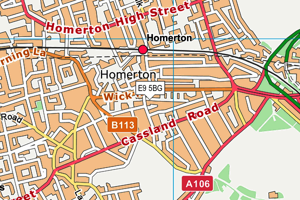 E9 5BG map - OS VectorMap District (Ordnance Survey)