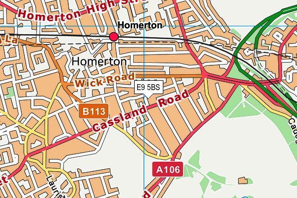 E9 5BS map - OS VectorMap District (Ordnance Survey)