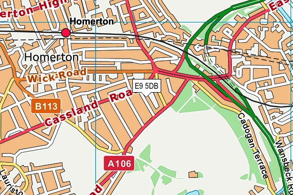 E9 5DB map - OS VectorMap District (Ordnance Survey)