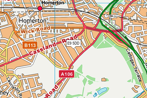 E9 5DD map - OS VectorMap District (Ordnance Survey)