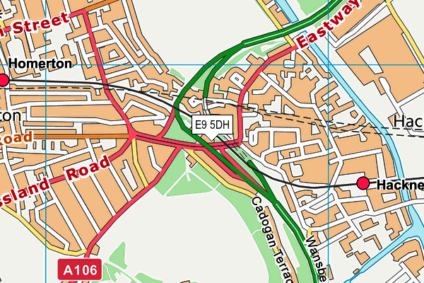 E9 5DH map - OS VectorMap District (Ordnance Survey)