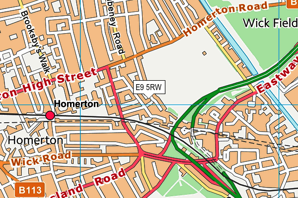 E9 5RW map - OS VectorMap District (Ordnance Survey)