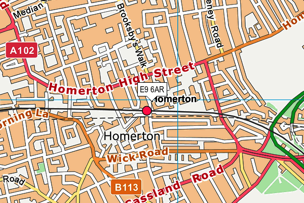 E9 6AR map - OS VectorMap District (Ordnance Survey)