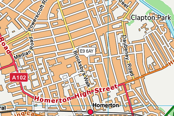 E9 6AY map - OS VectorMap District (Ordnance Survey)