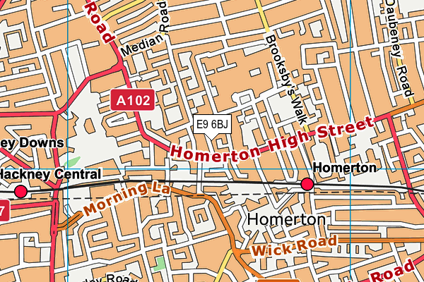 E9 6BJ map - OS VectorMap District (Ordnance Survey)