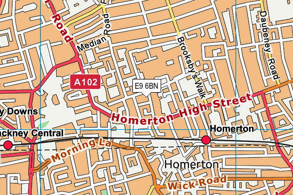 E9 6BN map - OS VectorMap District (Ordnance Survey)