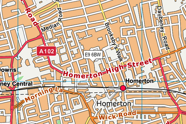 E9 6BW map - OS VectorMap District (Ordnance Survey)