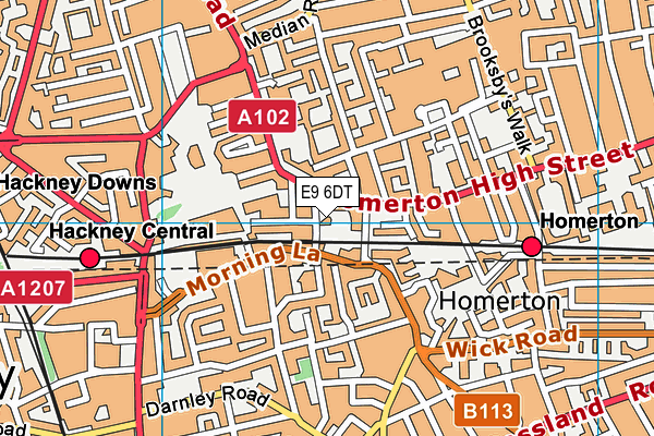 E9 6DT map - OS VectorMap District (Ordnance Survey)