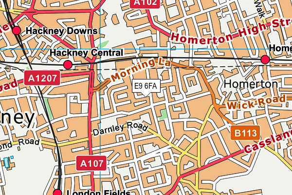 E9 6FA map - OS VectorMap District (Ordnance Survey)