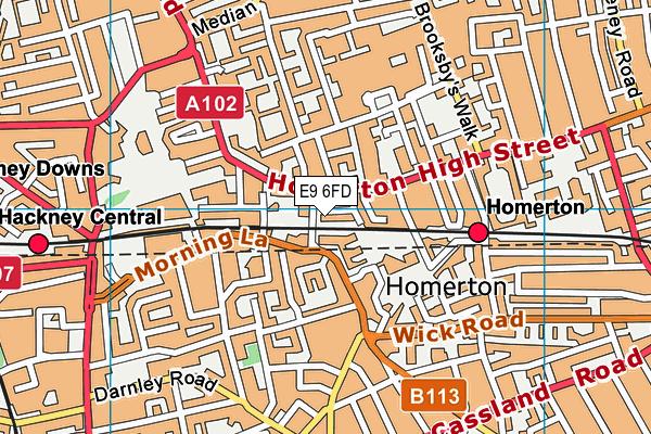 E9 6FD map - OS VectorMap District (Ordnance Survey)