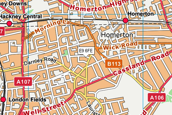 E9 6FE map - OS VectorMap District (Ordnance Survey)