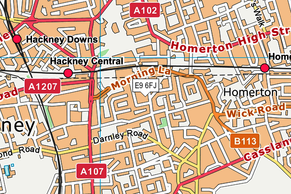 E9 6FJ map - OS VectorMap District (Ordnance Survey)