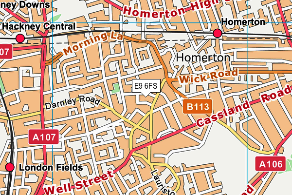 E9 6FS map - OS VectorMap District (Ordnance Survey)