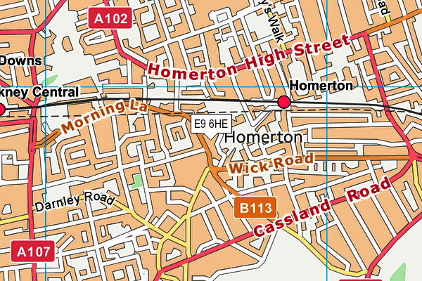 E9 6HE map - OS VectorMap District (Ordnance Survey)