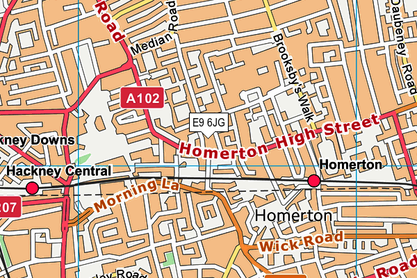 E9 6JG map - OS VectorMap District (Ordnance Survey)