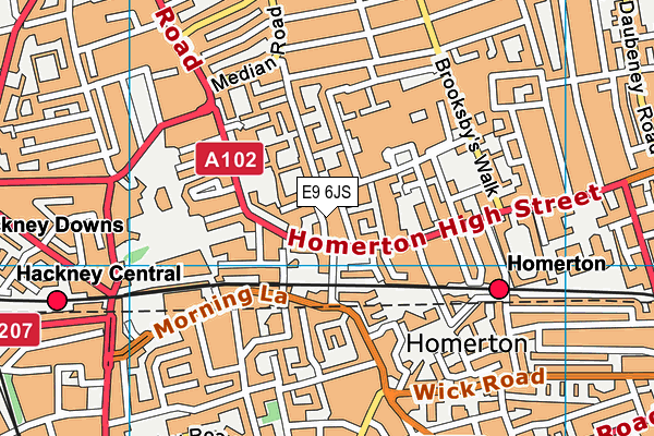 E9 6JS map - OS VectorMap District (Ordnance Survey)