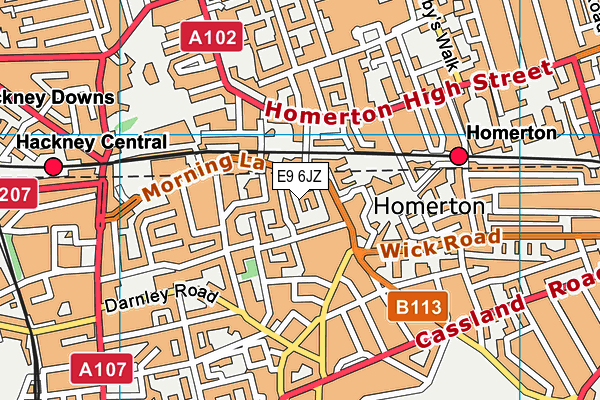 E9 6JZ map - OS VectorMap District (Ordnance Survey)