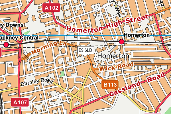 E9 6LD map - OS VectorMap District (Ordnance Survey)