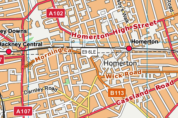 E9 6LE map - OS VectorMap District (Ordnance Survey)