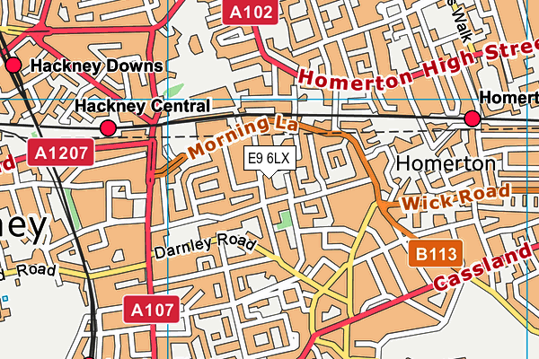 E9 6LX map - OS VectorMap District (Ordnance Survey)