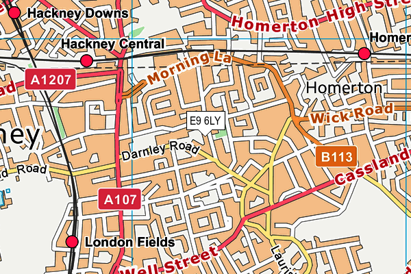 E9 6LY map - OS VectorMap District (Ordnance Survey)